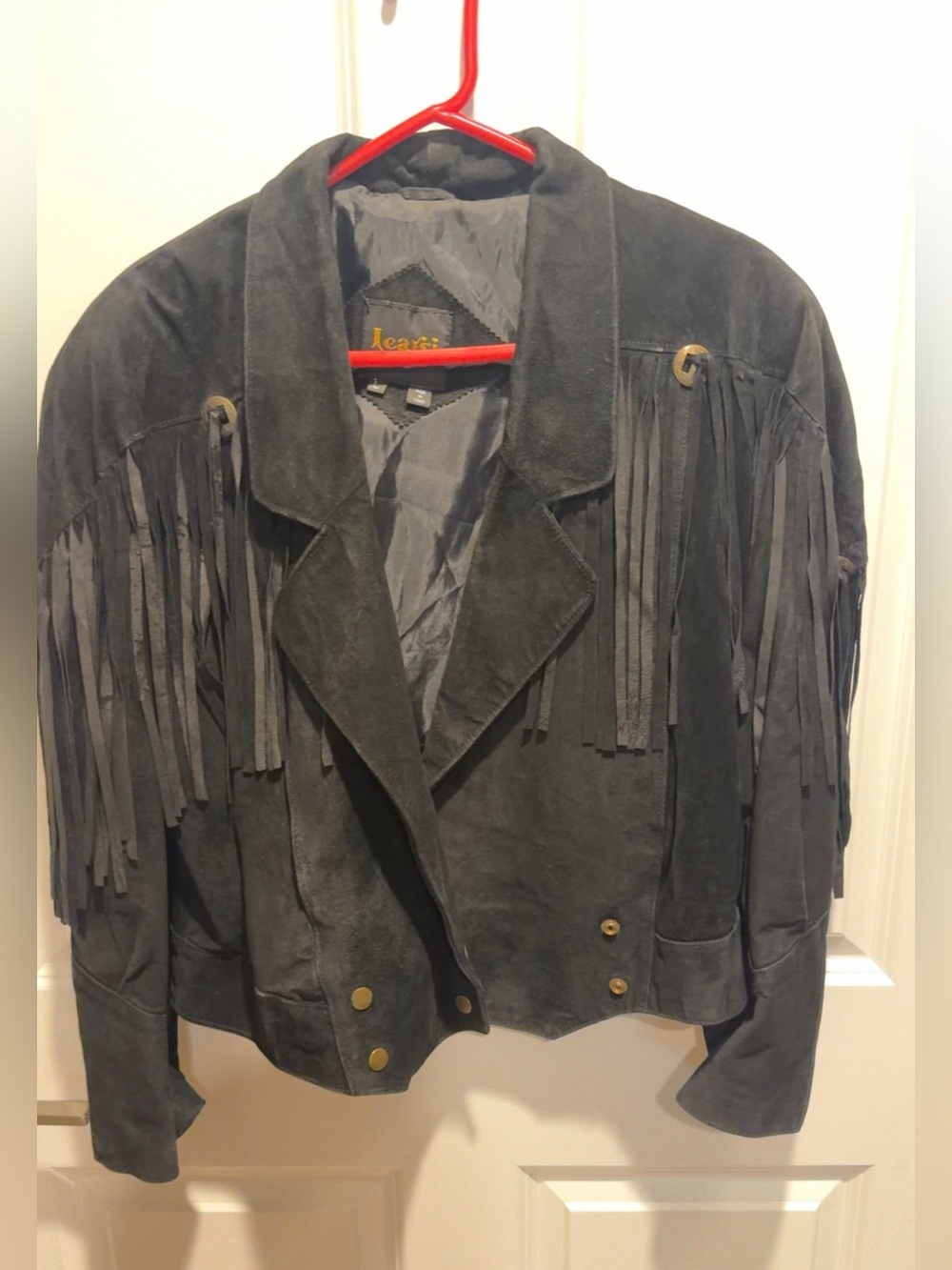 Fringed Suede Leather Jacket - Charcoal Gray